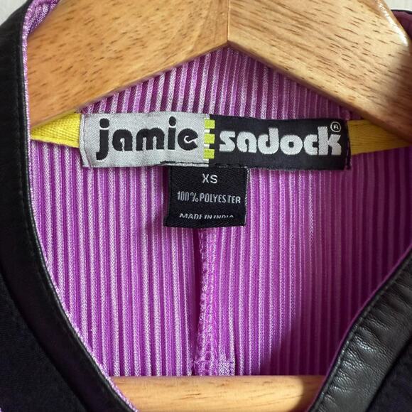 Jamie Sadock Purple Zip Front Golf Dress XS Pockets Faux Leather Trim - Picture 4 of 8